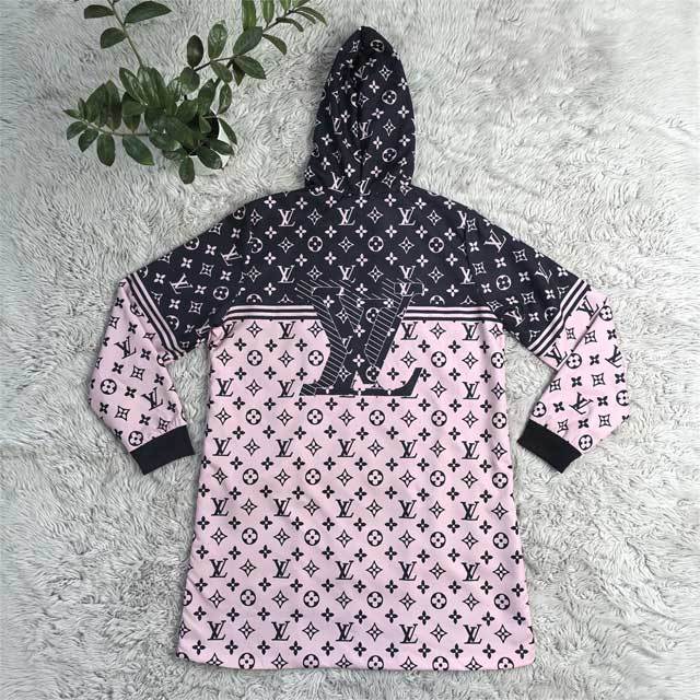 Printed Zipper Fashion Hooded Coat