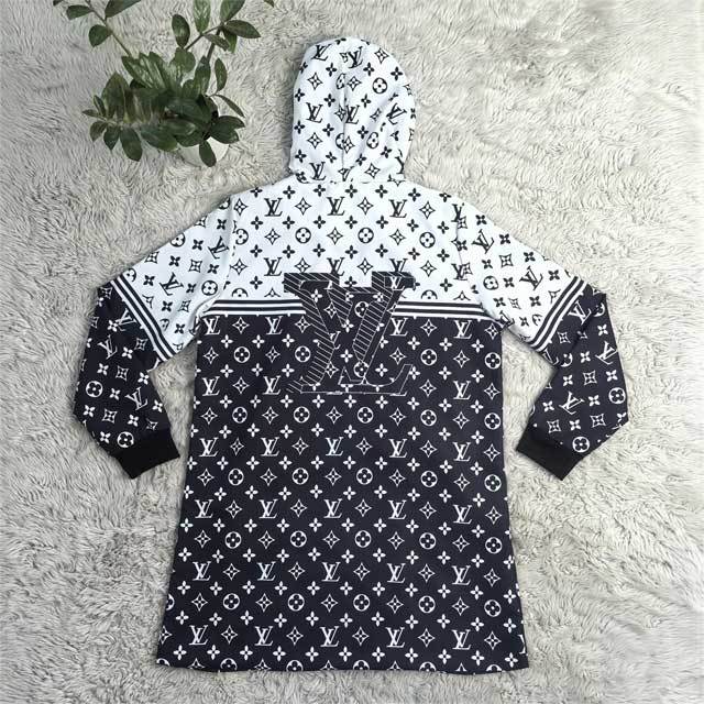Printed Zipper Fashion Hooded Coat