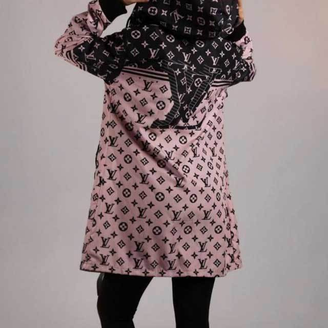 Printed Zipper Fashion Hooded Coat