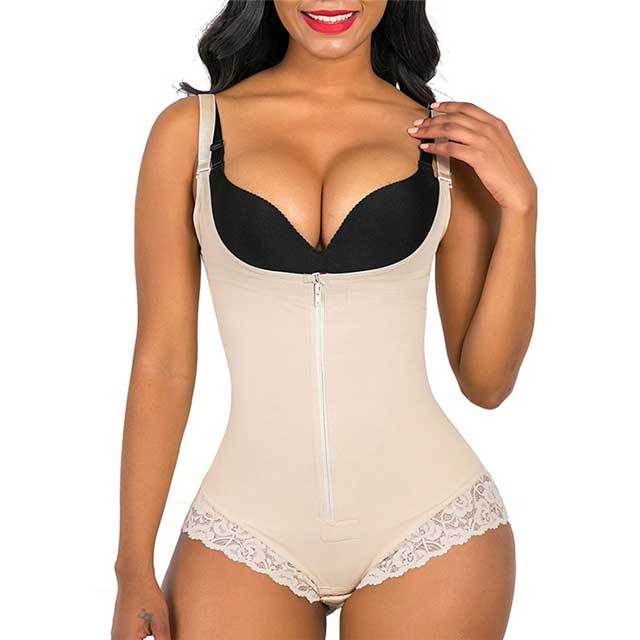 Lace Trim Enhanced Bodysuit Body Shapewear