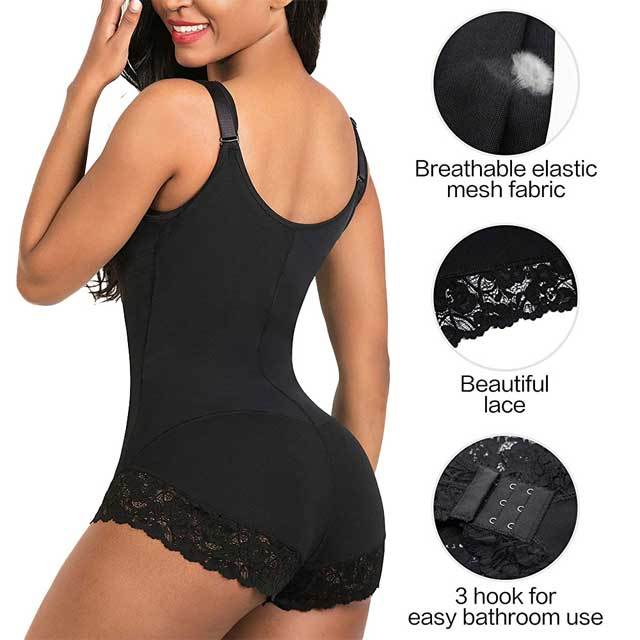 Lace Trim Enhanced Bodysuit Body Shapewear