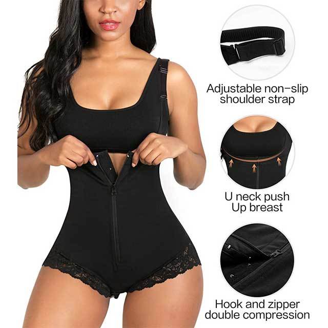 Lace Trim Enhanced Bodysuit Body Shapewear