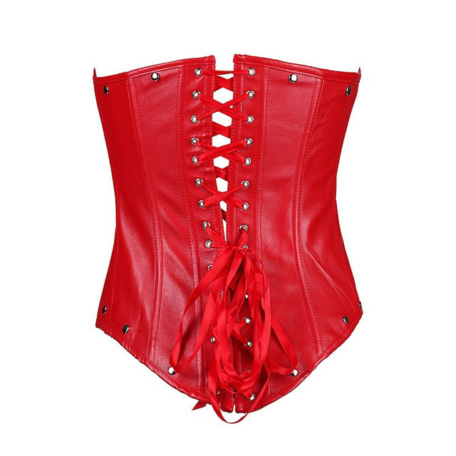 Buckle Straps Steel Boned Leather Waistcoat Corset