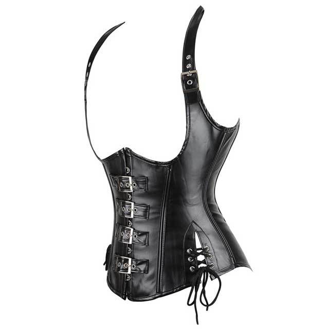 Lace-Up Sides Leather Waistcoat Corset