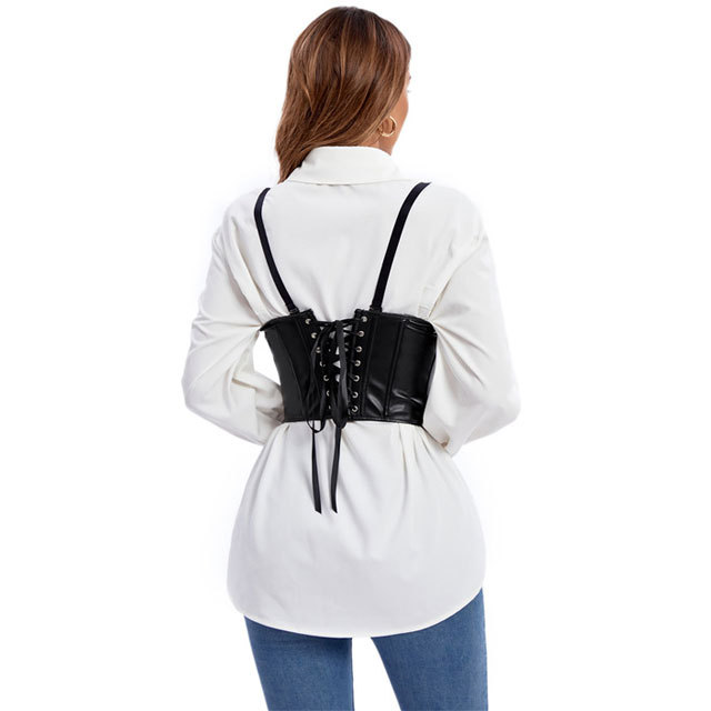 Underbust Boned Leather Waistcoat Corset