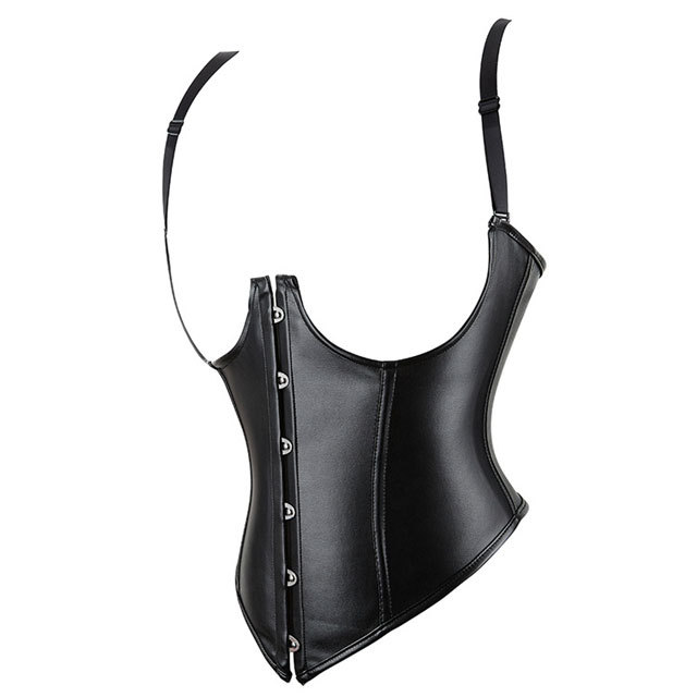 Underbust Boned Leather Waistcoat Corset
