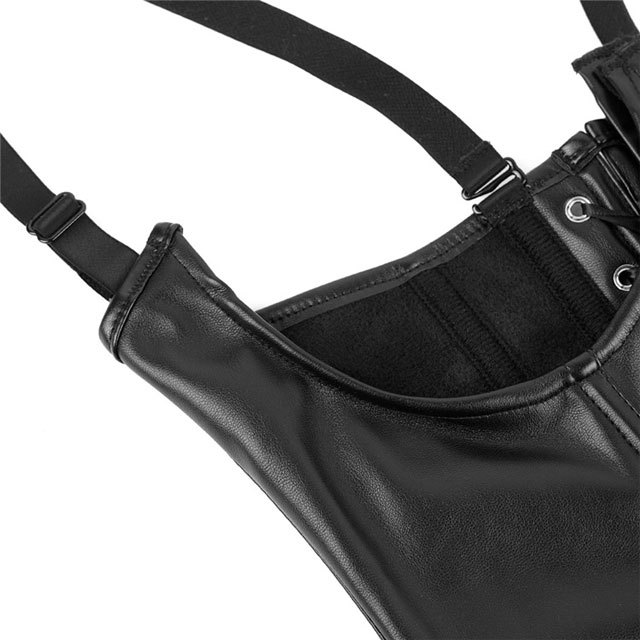 Underbust Boned Leather Waistcoat Corset