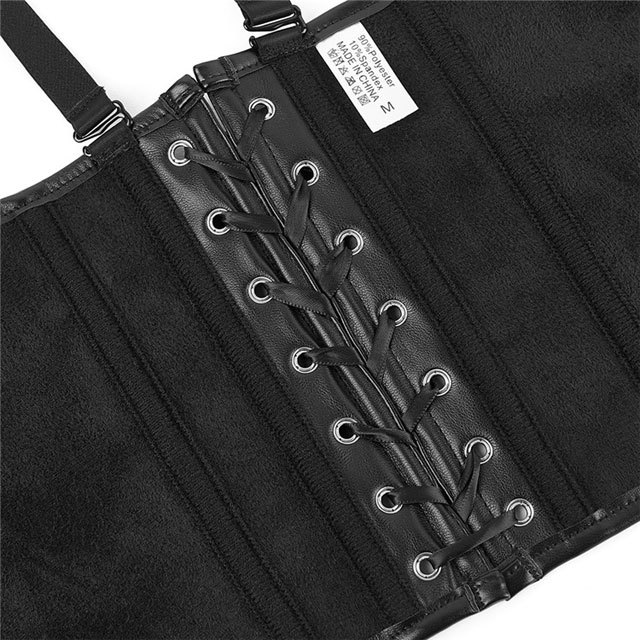 Underbust Boned Leather Waistcoat Corset