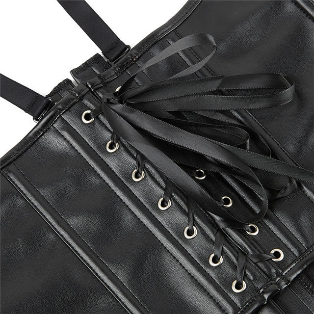 Underbust Boned Leather Waistcoat Corset