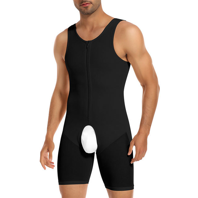 Zipper And Hooks Enhanced Bodysuit Body Shaper For Men