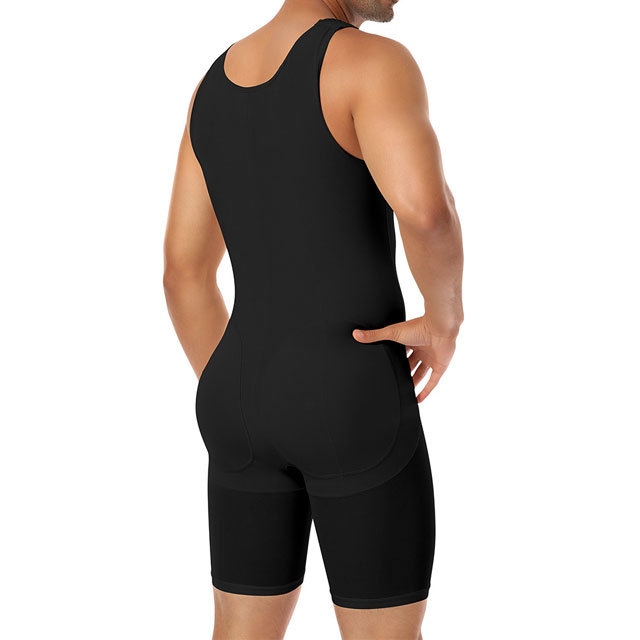 Zipper And Hooks Enhanced Bodysuit Body Shaper For Men
