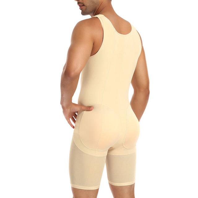 Zipper And Hooks Enhanced Bodysuit Body Shaper For Men