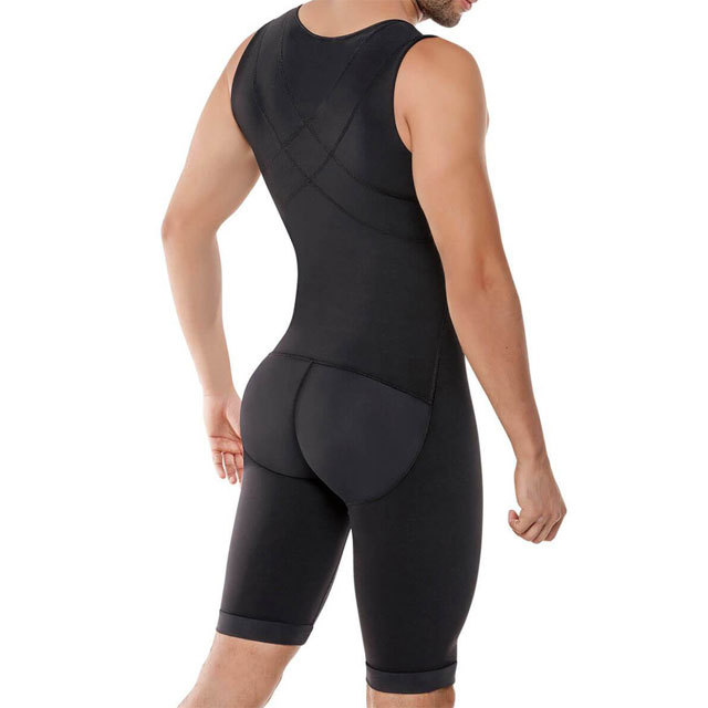 Zipper Sleeveless Belly Control Bodysuit Body Shaper For Men