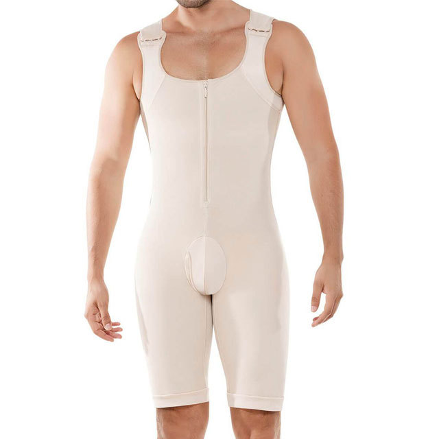 Zipper Sleeveless Belly Control Bodysuit Body Shaper For Men