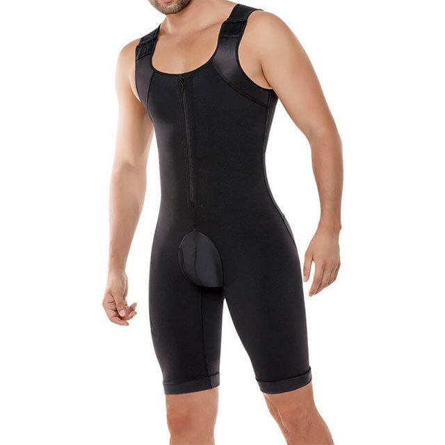 Zipper Sleeveless Belly Control Bodysuit Body Shaper For Men