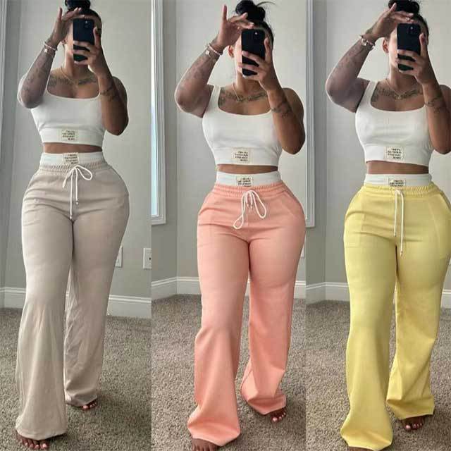 Contrast Color Double Waistband Layered Loose Sports Two-piece Set