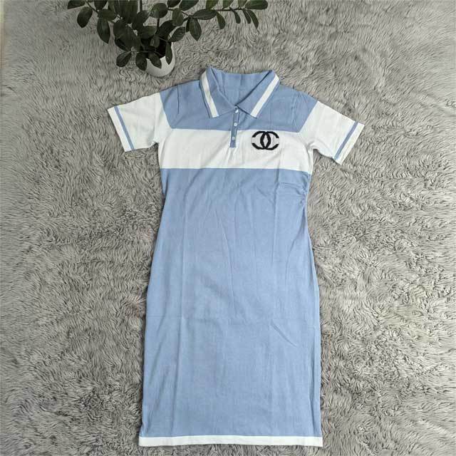 Knit Embroidery Polo Dress