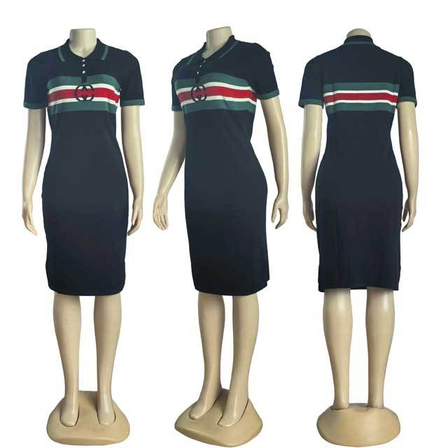 Knit Embroidery Polo Dress