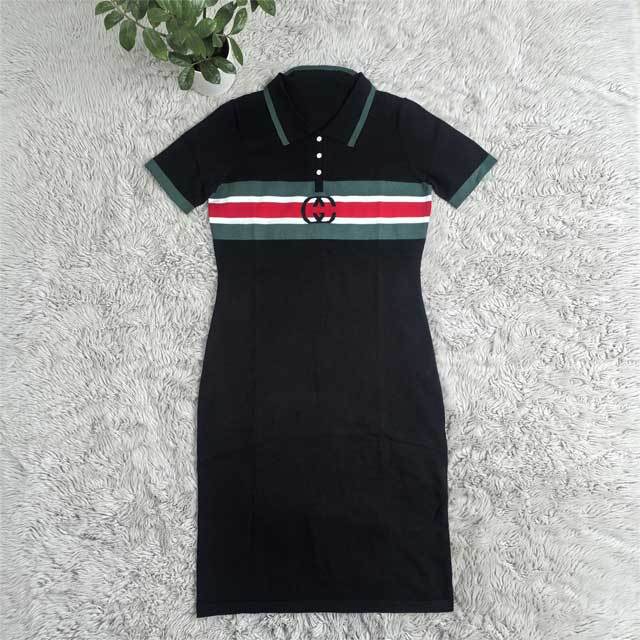 Knit Embroidery Polo Dress