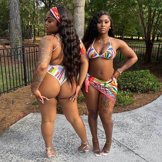 Colorful Printed Beachwear Swimwear Set 3 Pieces