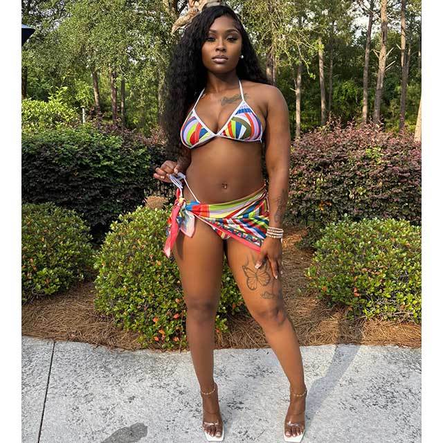 Colorful Printed Beachwear Swimwear Set 3 Pieces