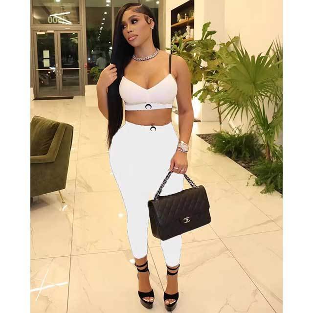 Crop Cami Tank Top Fitted Pant Set