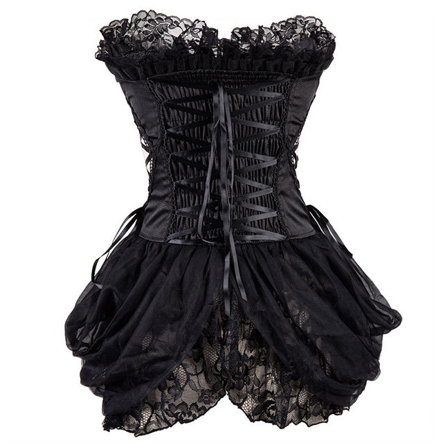 Lace Embroidery Overbust Corset Dress
