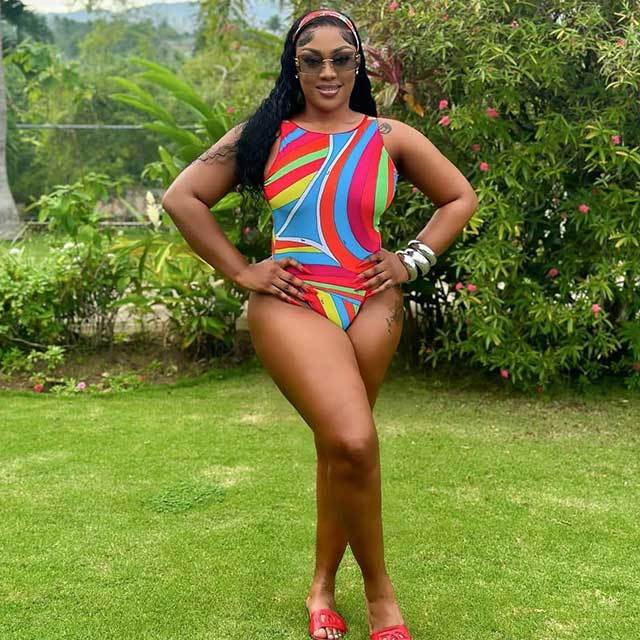 Multi Color Printed Backless One Piece Swimwear With Headscarf