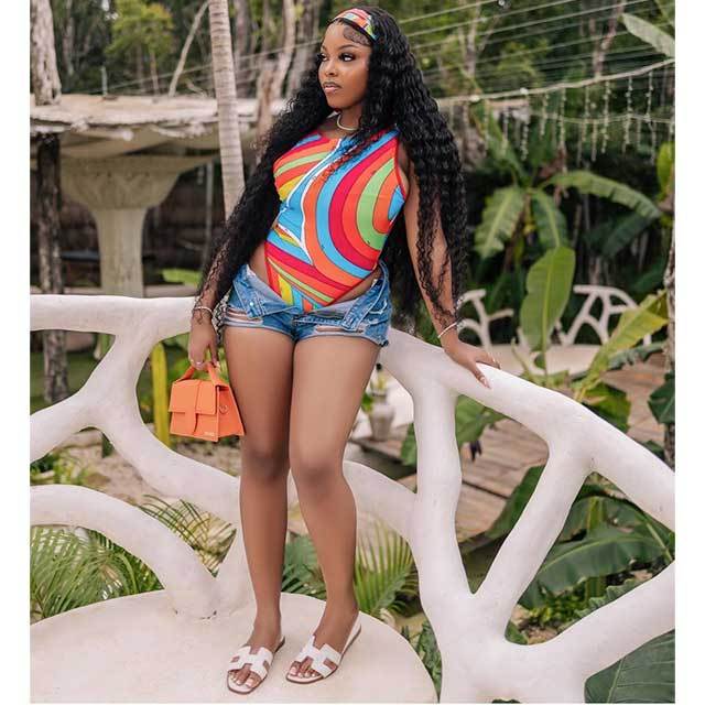 Multi Color Printed Backless One Piece Swimwear With Headscarf