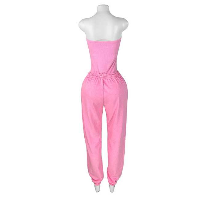 Off Shoulder Tube Bodysuit Top Casual Pant Set