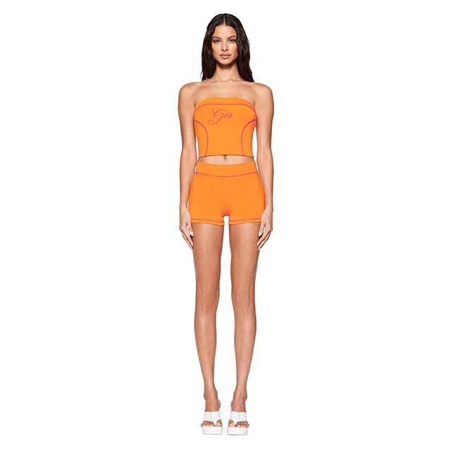 Off Shoulder Tube Top Fitted Short Set
