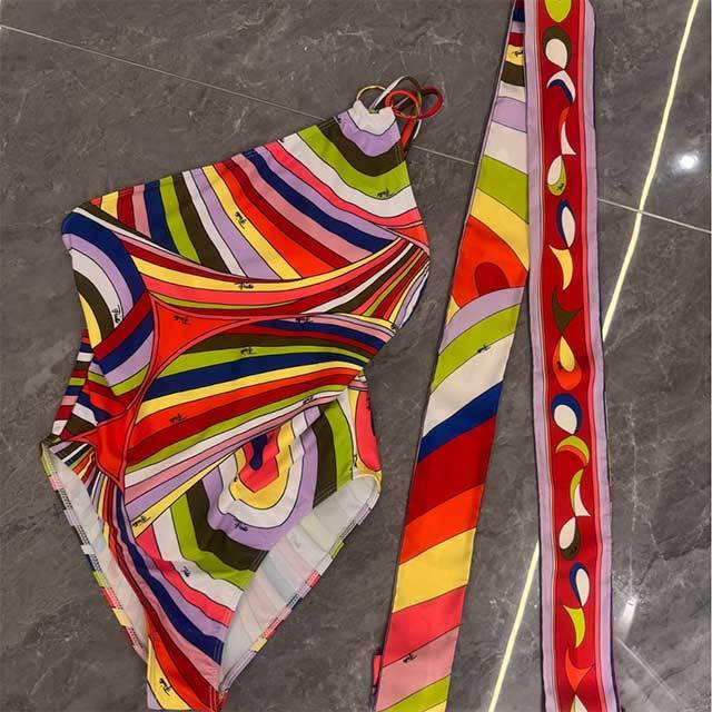 One Shoulder Backless One Piece Swimwear
