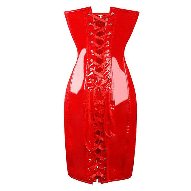 PVC Leather Lace-Up Corset Dress