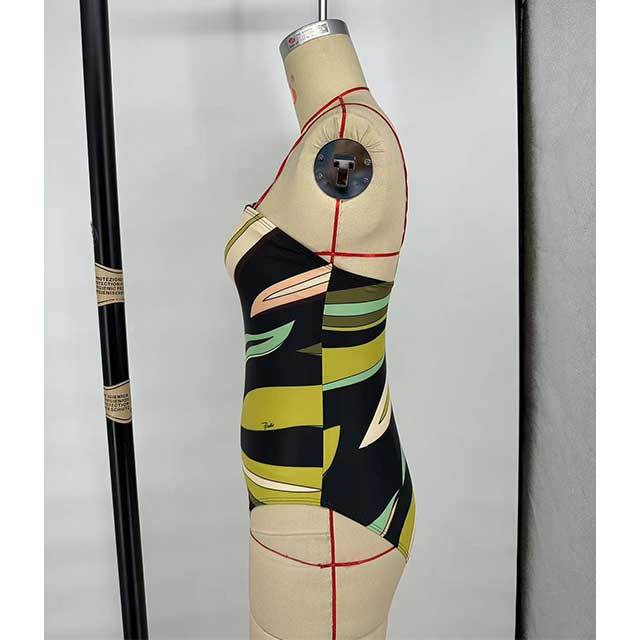Striped Printed Single Shoulder One Piece Swimwear