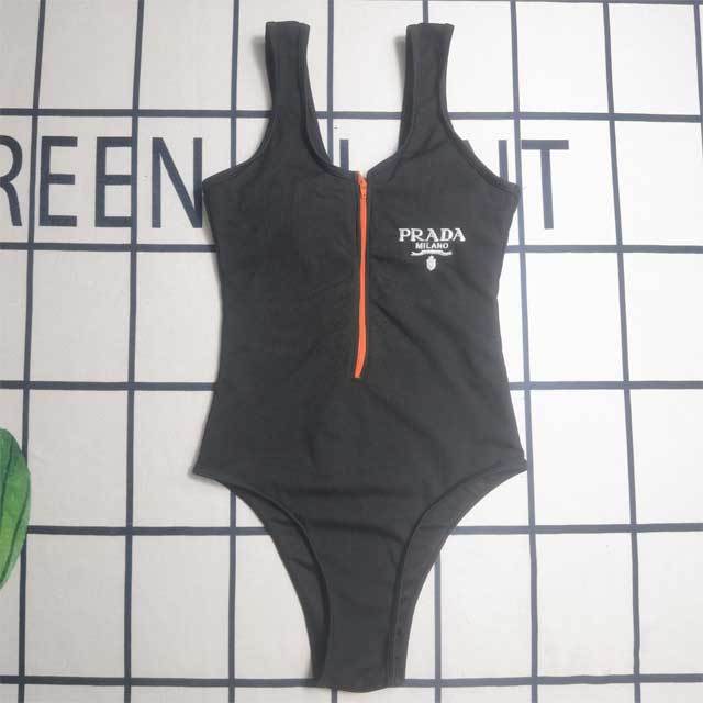 Embroidery Zipper Women One Piece Swimwear