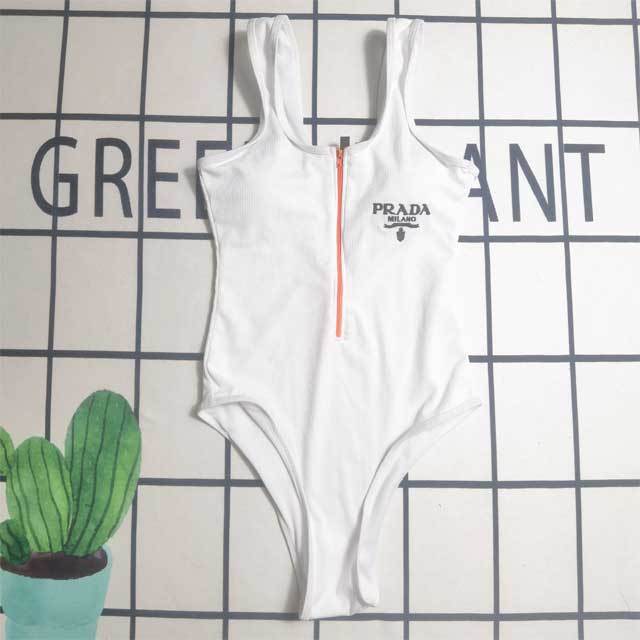 Embroidery Zipper Women One Piece Swimwear