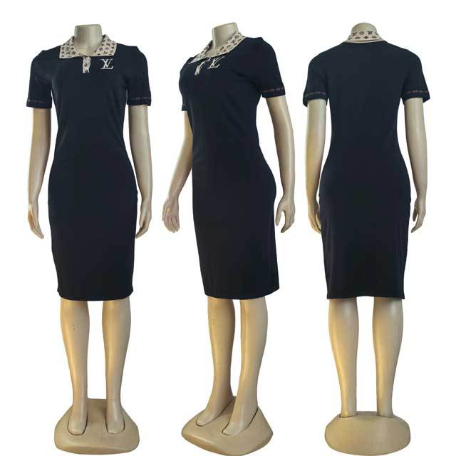 Knit Embroidery Polo Dress