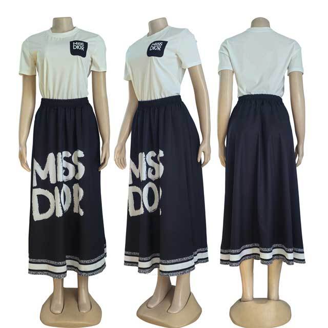 Printed High Waist Maxi Skirt Set