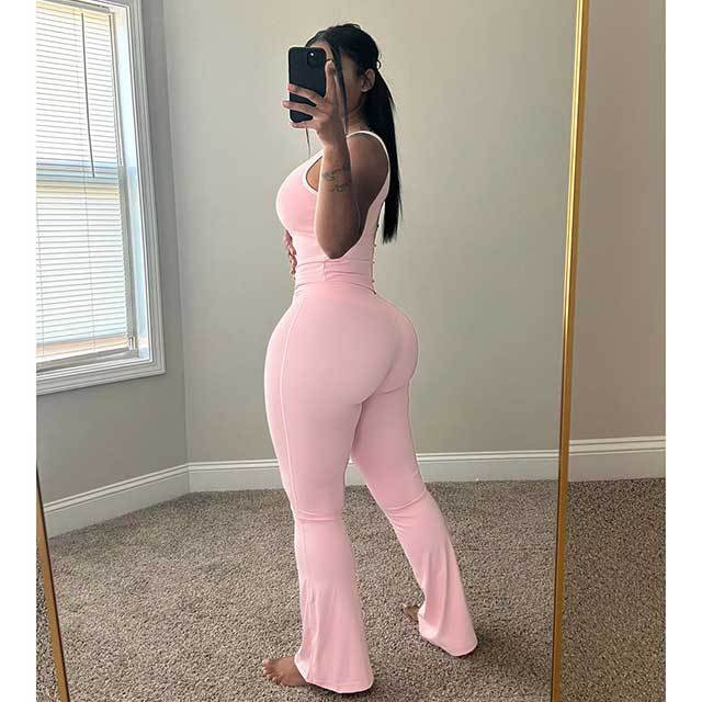 Yoga Wear Contrast Color Cross Flared Pants Suit