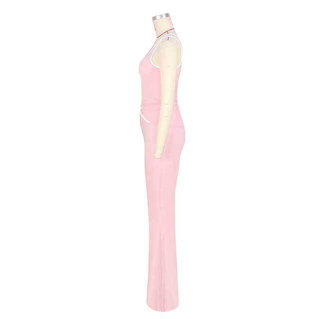 Yoga Wear Contrast Color Cross Flared Pants Suit