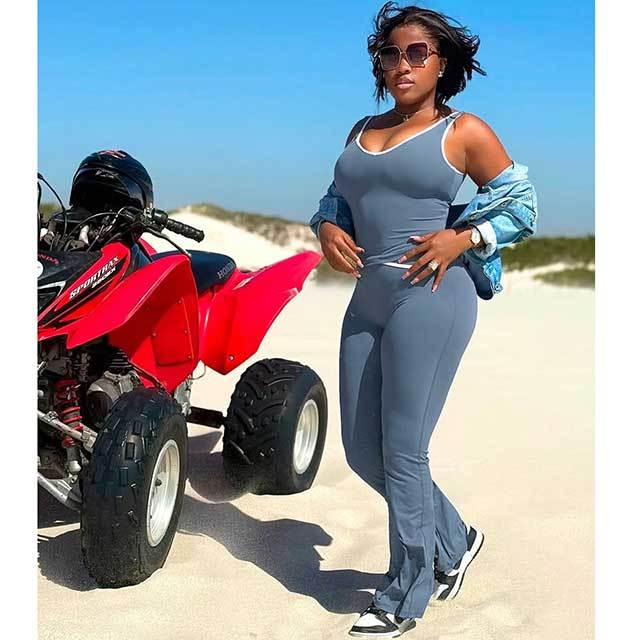 Yoga Wear Contrast Color Cross Flared Pants Suit