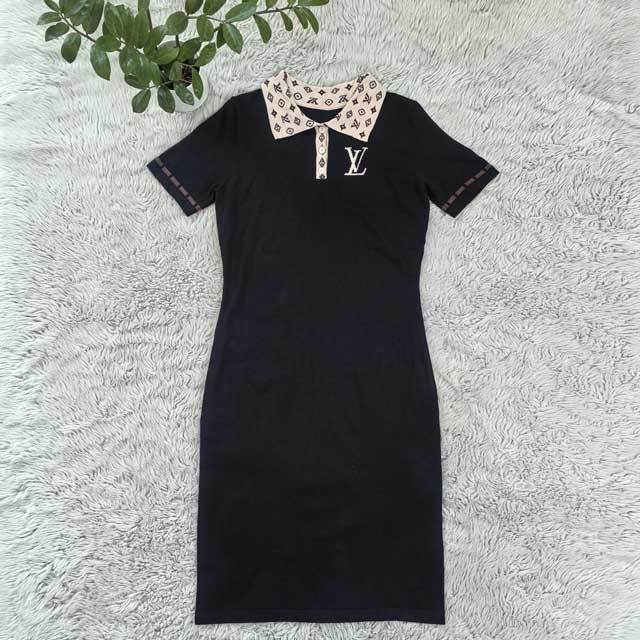 Knit Embroidery Polo Dress