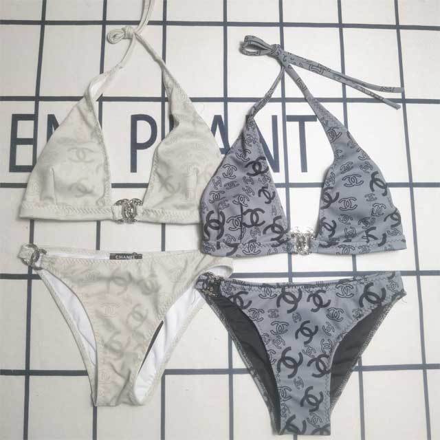 Fashion Metal Logo Strappy Bikini Set
