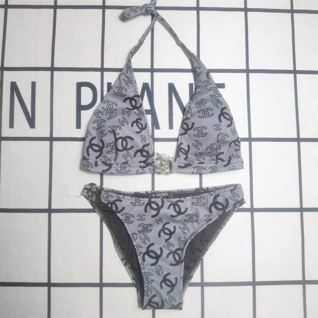 Fashion Metal Logo Strappy Bikini Set