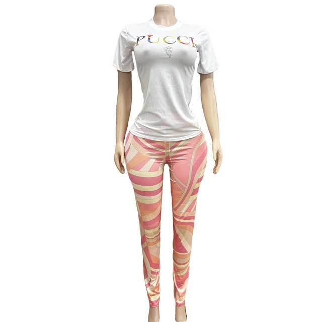 Printed Short Sleeve Casual Pants Set