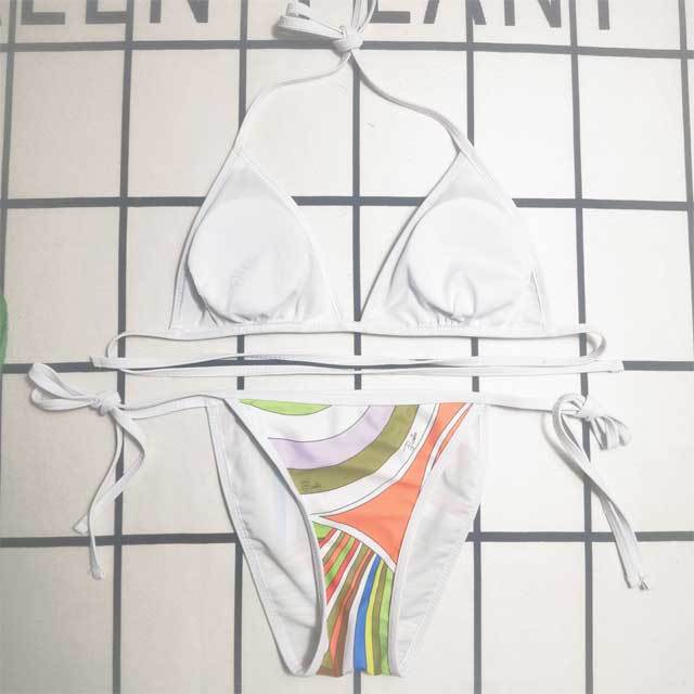 Fashion Striped Print Strappy Bikini Set