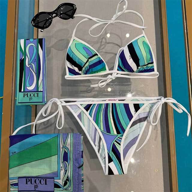 Luxury Design Printed Swimwear Bikinis Scarf Set