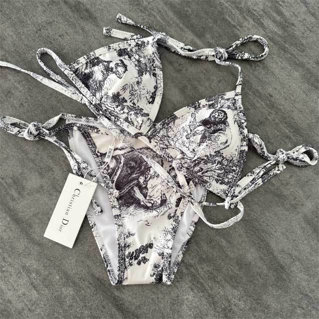 Printed Strappy Bikini With Skirt Set