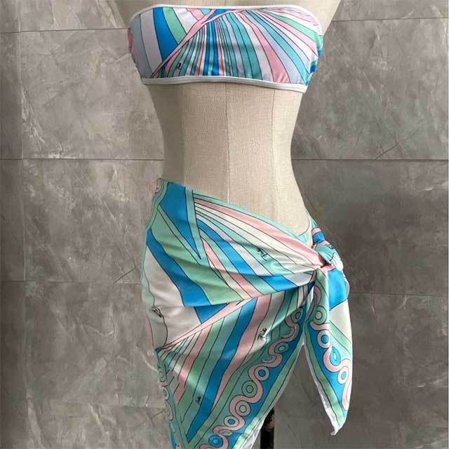 Tube Top Tankinis Swimsuit Scarf Set