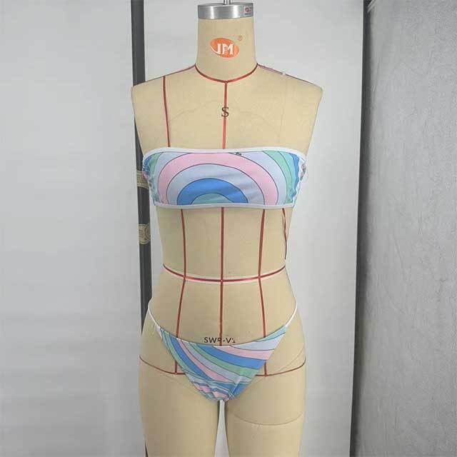 Tube Top Tankinis Swimsuit Scarf Set